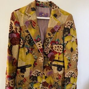 Etro Milano Floral Blazer, leather lining Women's Size 40